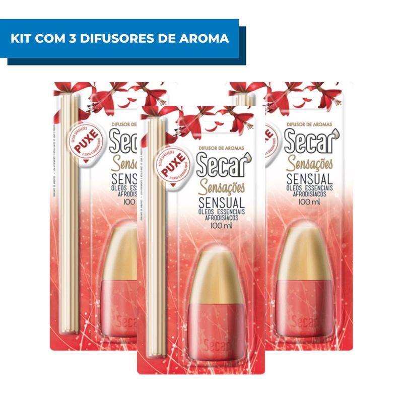 Kit Com 3 Difusores De Aromas Sensação Óleos Essenciais 100ml Secar ...