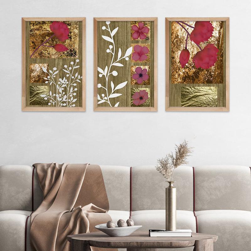 Kit com 3 Quadros Rústicos Diversidade Flores - Viva Decor - Quadro ...