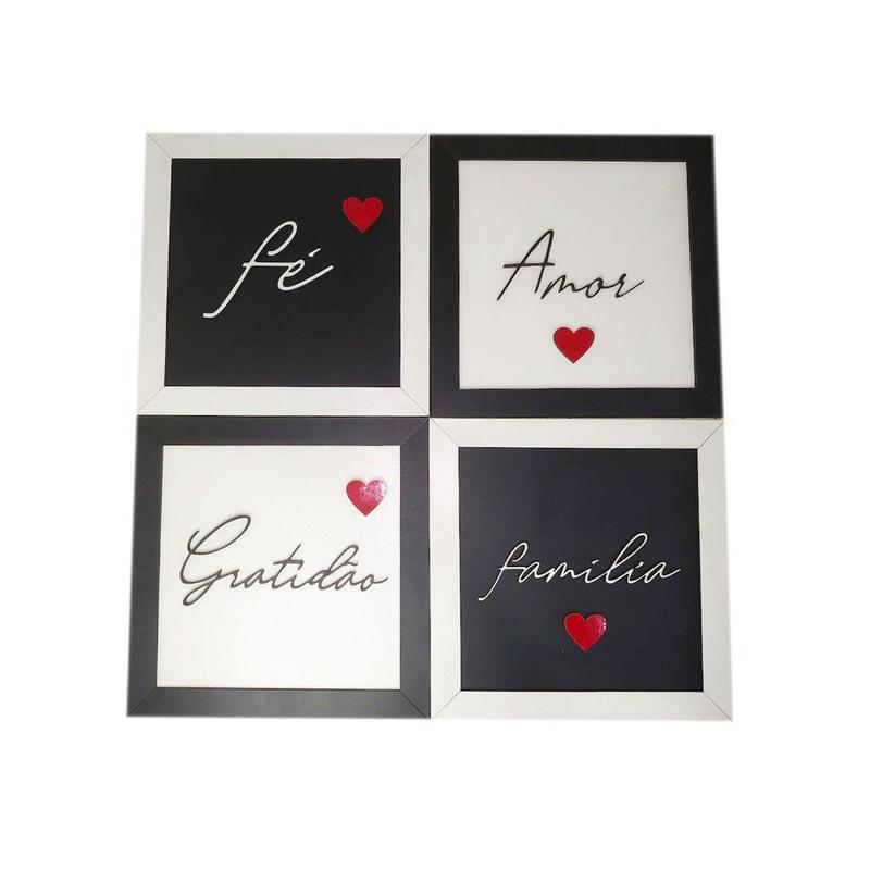 Kit Com 4 Quadrinhos Decorativos Em MDF - Decor House - Quadro ...
