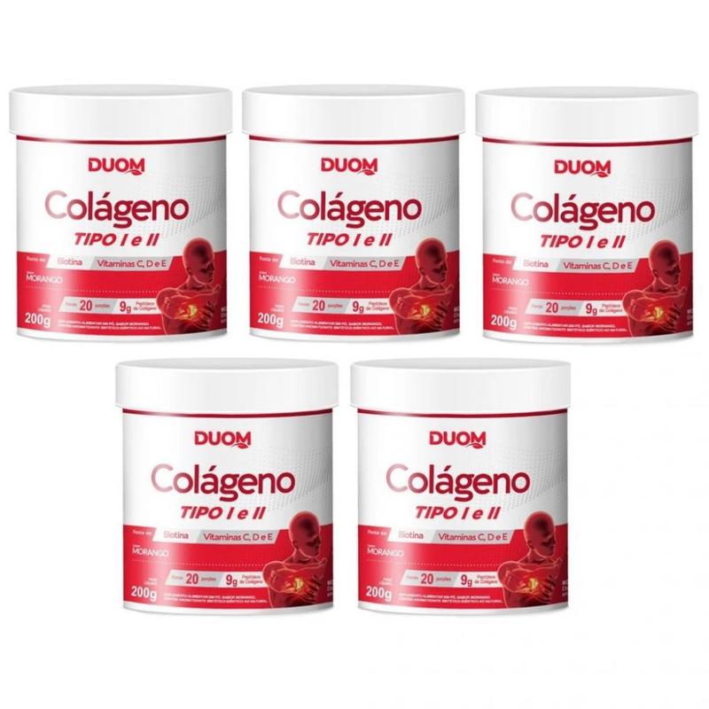 Kit com 5 Colagenos Tipo 1 e 2 com Vitaminas C + D + e + Biotina ...