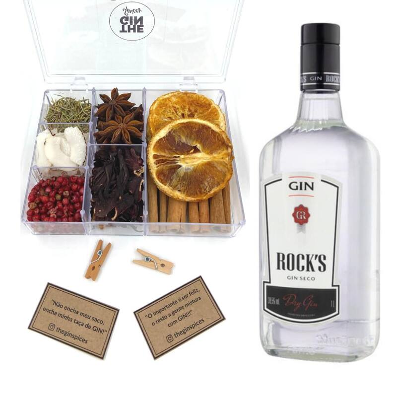 Gin Rocks Apple Kit com Gin Rocks Box de Acrílico com 7 Tipos de Especiarias ...