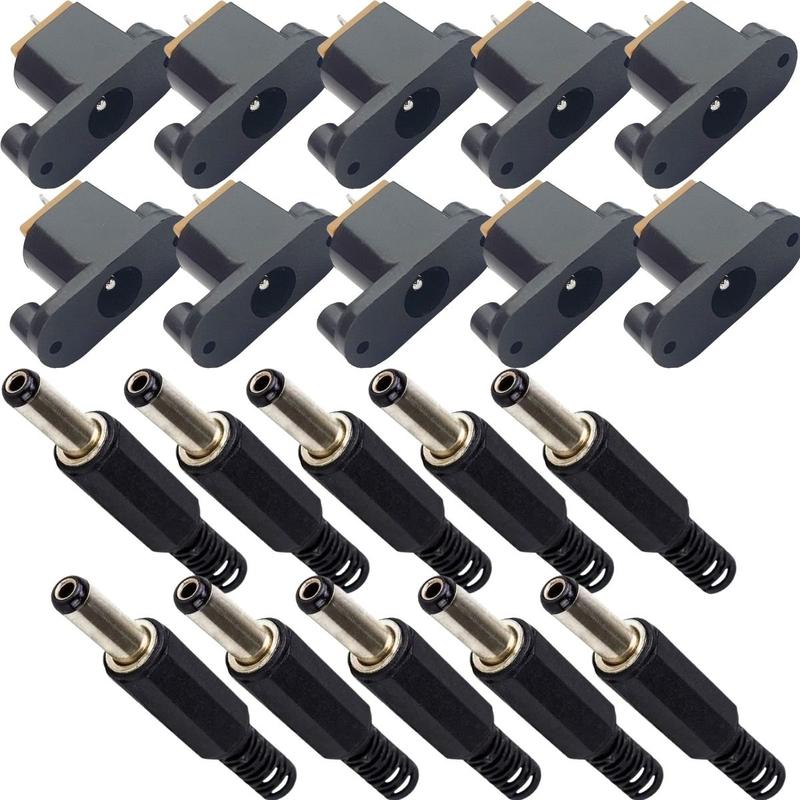 Kit Conectores Jack J4 Fêmea Dc-018 e Plug Conector P4 Macho 2.1x5.5mm ...