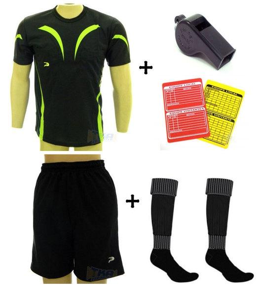 Kit Conjunto Arbitro Juiz preto 7x1 completo tam: p-m-g - Placar ...