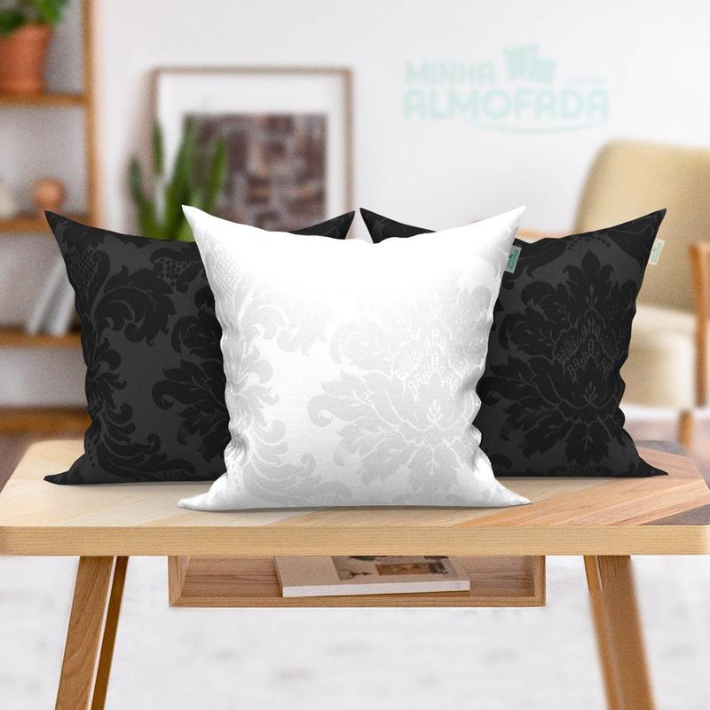 Kit de Almofada Grande Branca e Preta Jacquard 3 Unidades 60cm x 60cm ...