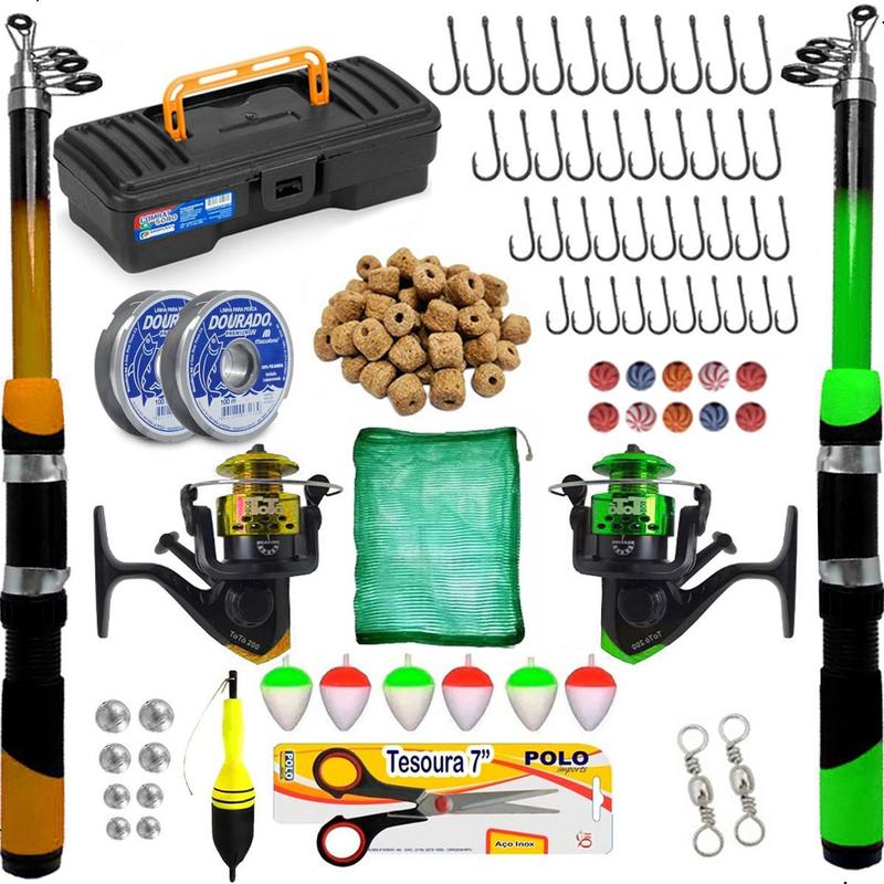 Kit De Pesca Com 2 Vara Telescopica 2,10m 2 Molinete e Itens - Summer ...