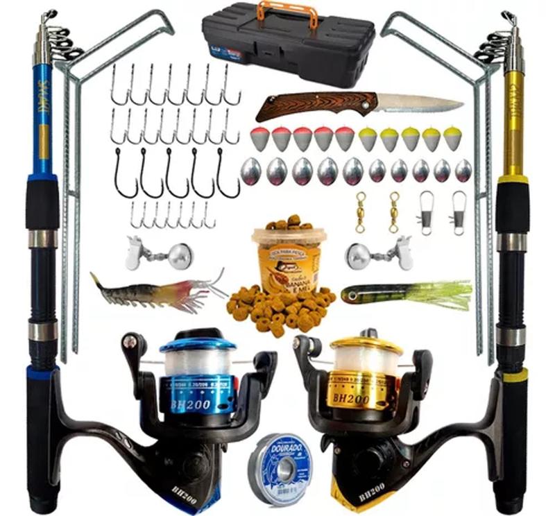 Kit De Pesca Completo 10kg C/ 2 Varas + 2 Molinetes + Itens - tucuna ...