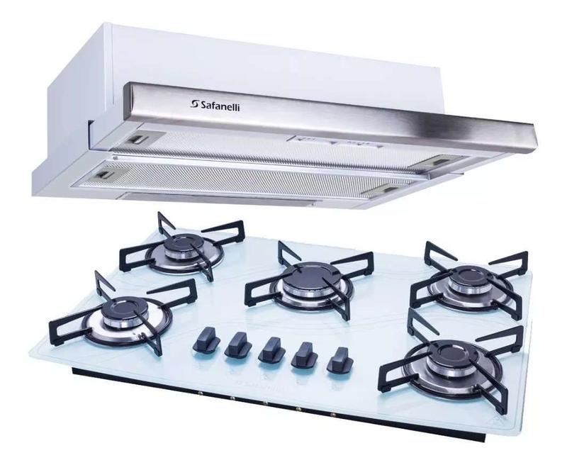 Kit Depurador Embutir 60cm e Cooktop 5 Bocas Lines Safanelli ...