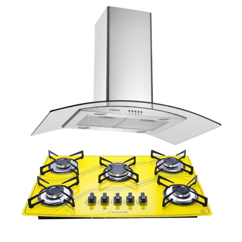 Kit Eletro Coifa Ilha 90cm e Cooktop 5 Bocas Safanelli - Cooktop 5 ...