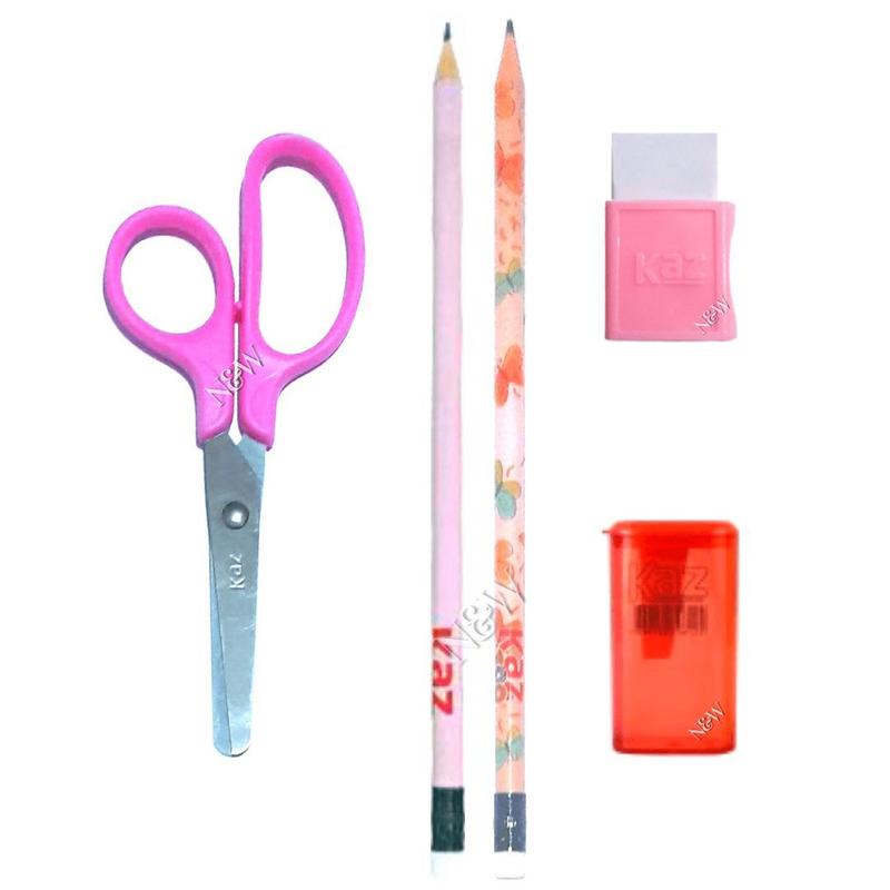 Kit Escolar Infantil 5 Peças Lápis Borracha Apontador Tesoura - N&W ...