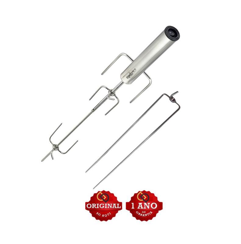 KIT Espeto Giratório Movido A Pilha + Garra Longa - Original - Espeto ...