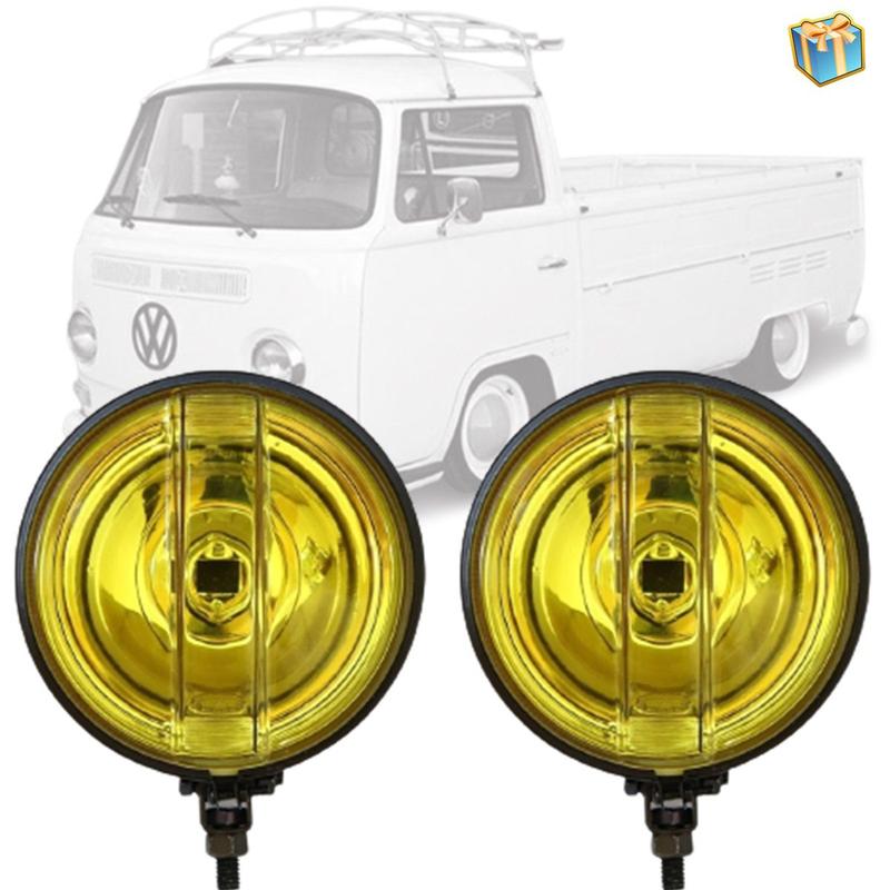 Kit Farol De Milha Fusca Brasília Kombi Âmbar Redondo Completo ...