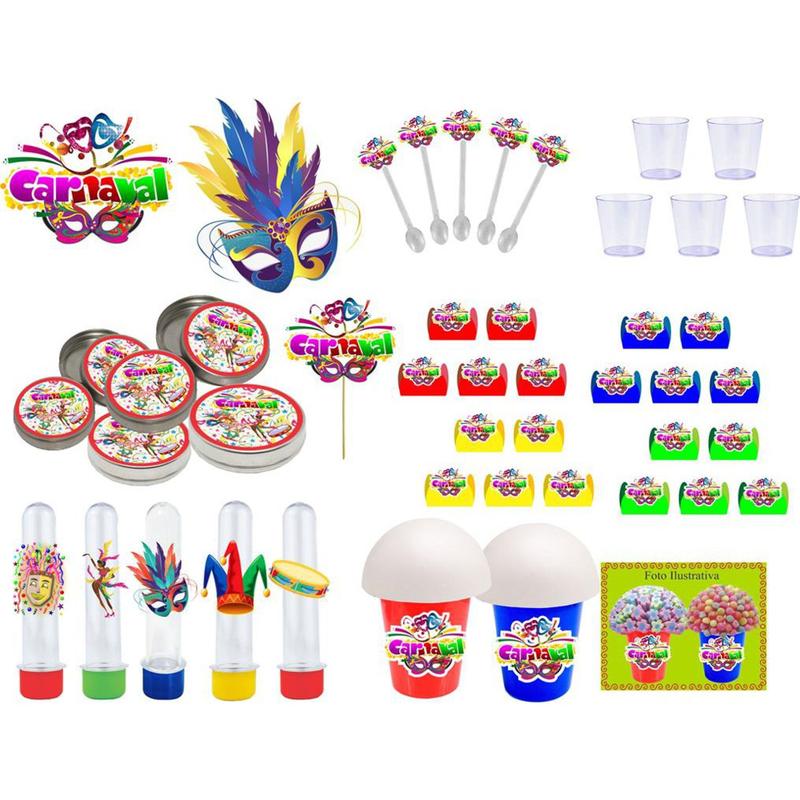 Kit festa Carnaval 95 peças (10 pessoas) - Produto artesanal - Kit ...