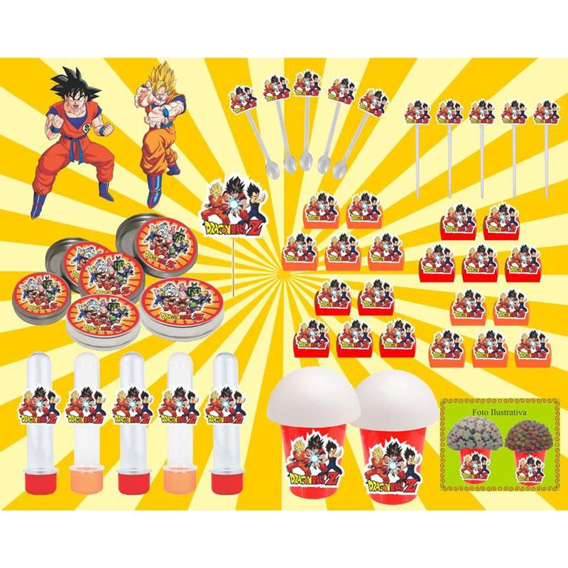 kit festa infantil Dragon Ball Z 143 peças (20 pessoas) - Produto ...