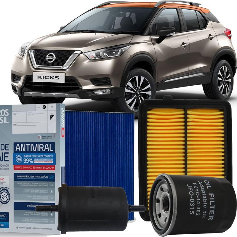 Kit Filtros De Ar Óleo Combustível Cabine Nissan Kicks 1.6 2016 2017 ...