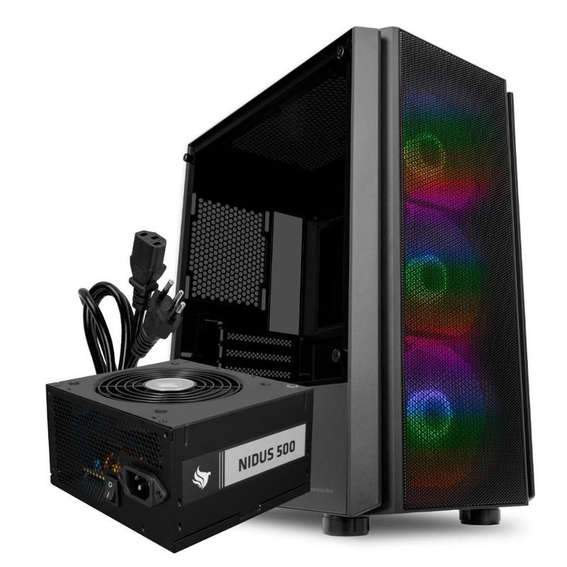 Kit Gabinete Gamer Pulsar RGB + Fonte Nidus 500W + Cabo de Força ...