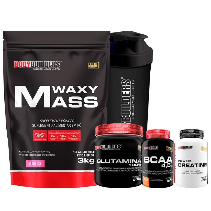 Kit Giant Mass 3Kg+ Glutamina 300G+ Bcaa 100G Tang - Bodybuilders - Kit ...