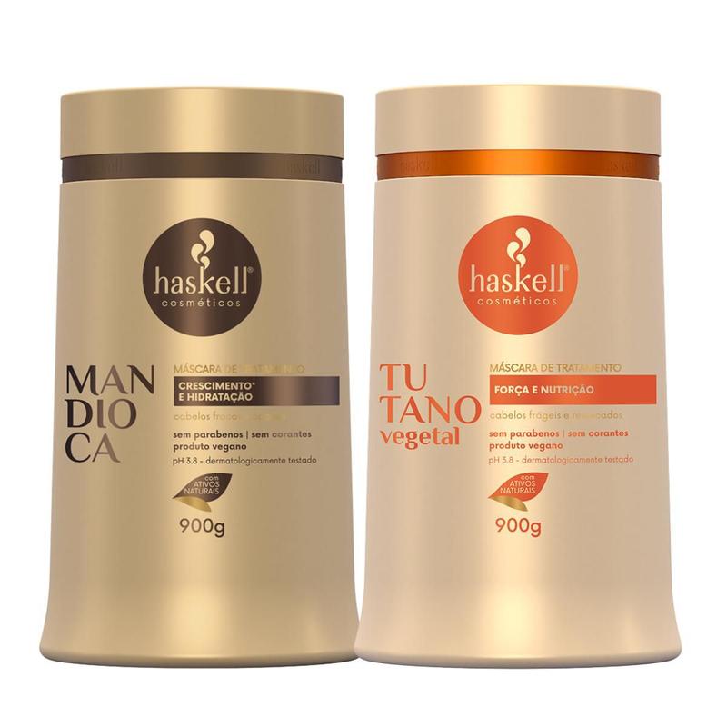 Kit Haskell Máscara Mandioca 900g + Máscara Haskell Tutano Vegetal 900g Kit de Tratamento para