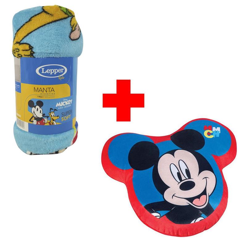 Kit Infantil Almofada Manta Sofá Personagens Menino Menina Lepper