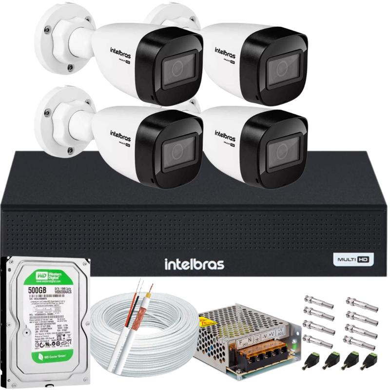 Kit Intelbras 4 Câmeras Vhd 1130 30m Dvr De 4 Canais 1004-c Mhdx com Hd ...