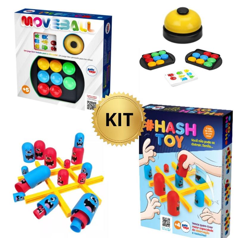 Kit Jogo Interativos 1 Moveball + 1 Jogo da Velha Hash Toy - PAKITOYS