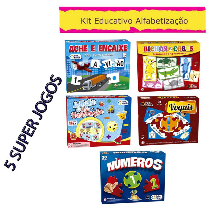 Kit Jogos Educativos Escolares 4 Anos Formar Palavras Vogais Bichos e ...