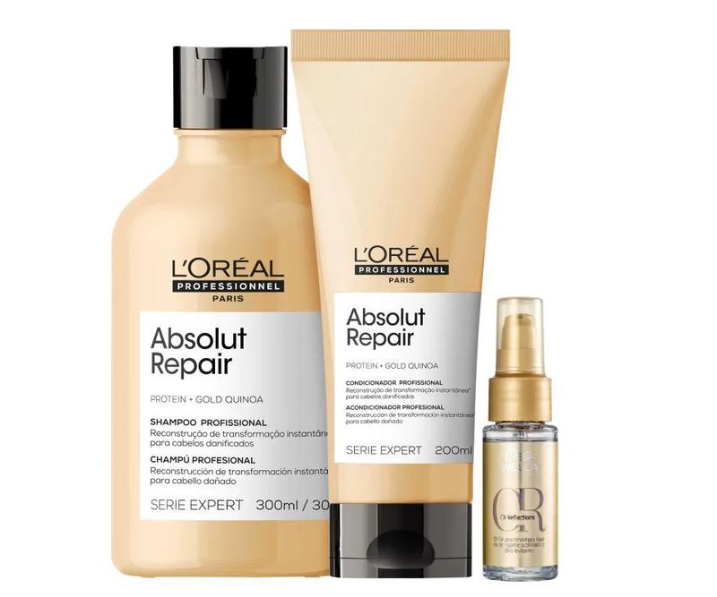 Kit L'Oréal Gold Quinoa Shampoo, Condicionador e Oil Reflections Wella ...