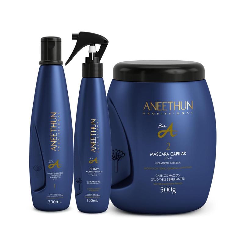 Kit Linha A Shampoo Spray Multibeneficios e Máscara Capilar Aneethun