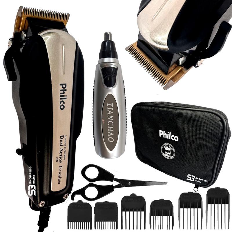 Kit máquina de cortar cabelo profissional e aparador de pelo - Philco ...