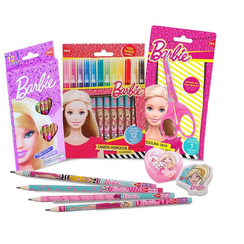 Kit Material Escolar Completo Barbie 31 Itens Com Canetinha - Tris ...
