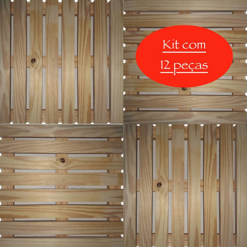 Kit Mini Deck Modular Madeira Pinus natural 50x50cm NT Wood Line 12 ...