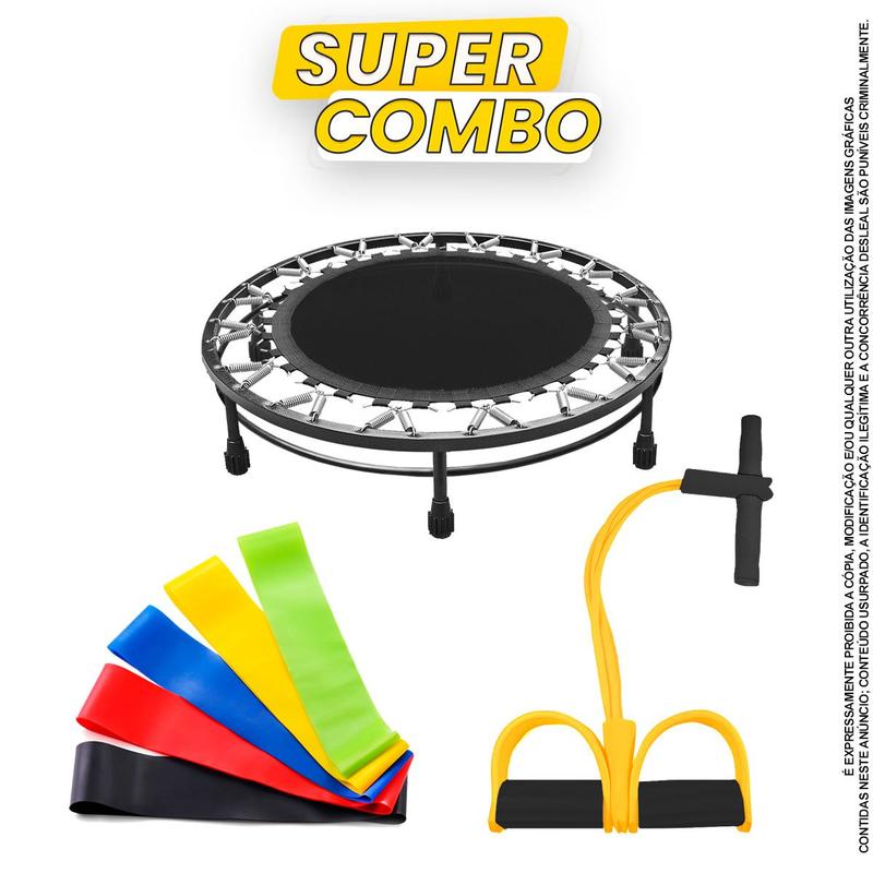 Kit Mini Jump Cama Elástica Reforçada Cinta Elástico Puxador - JHD ...