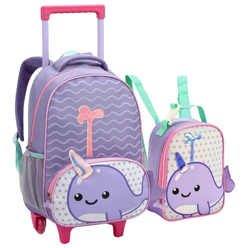Kit Mochila de Rodinha Pequena E Lancheira Térmica Escola Creche Pré ...