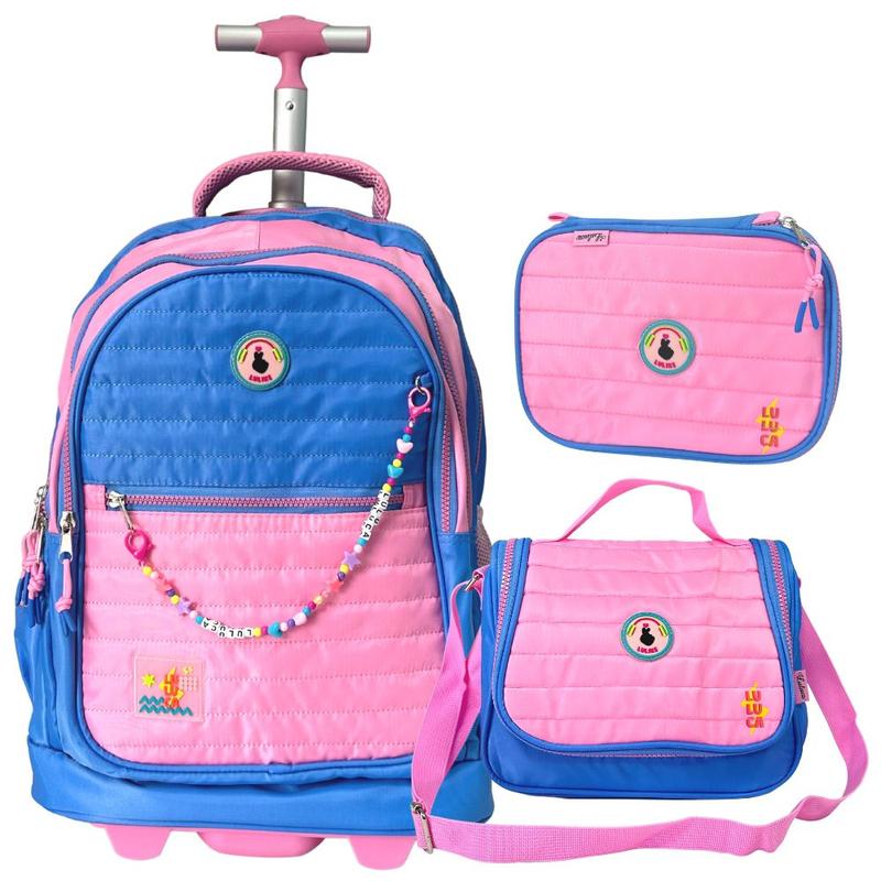 Kit Mochila de Rodinhas em Nylon OFICIAL LULUCA LU2445 azul - CLIO ...