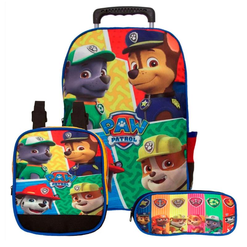 Kit Mochila de Rodinhas Infantil Patrulha Canina com Lancheira e Estojo ...