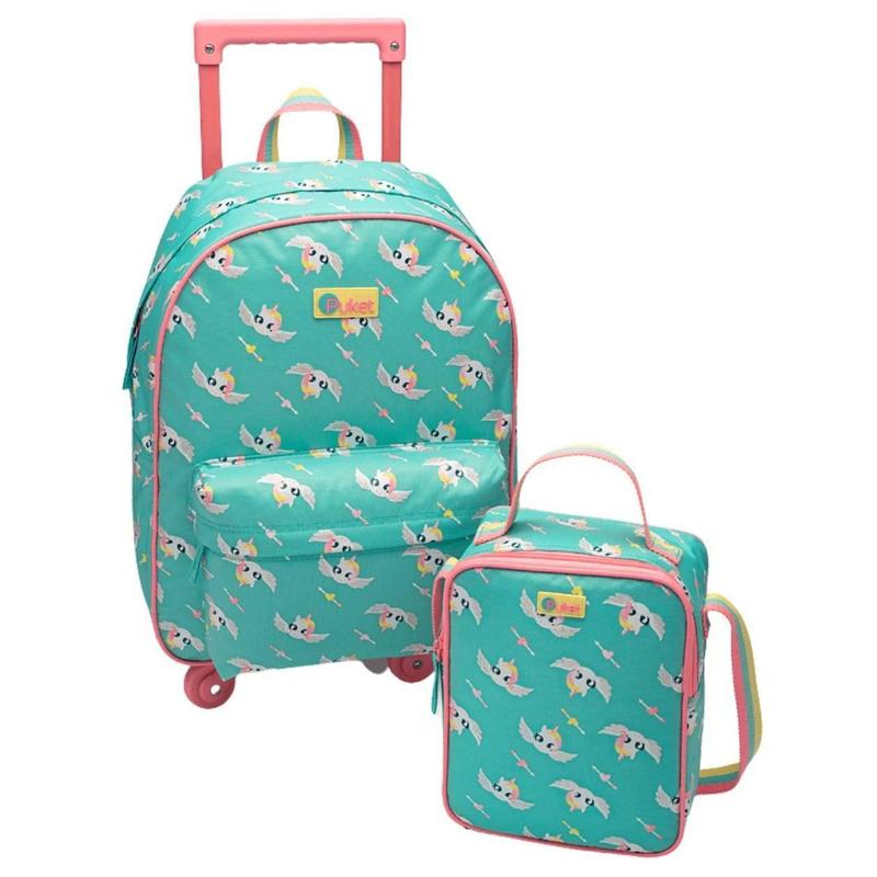 Kit Mochila e Lancheira Menina Unicórnio Verde Água Puket - Kit Mochila ...