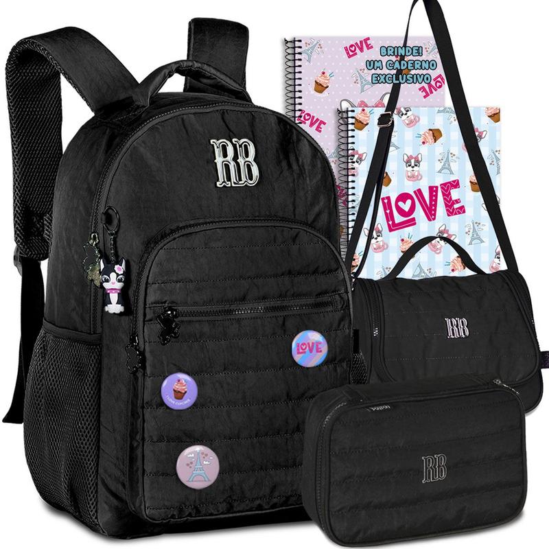 Kit Mochila Escolar RB Rebecca Bonbon Feminina de Costas Lancheira e ...