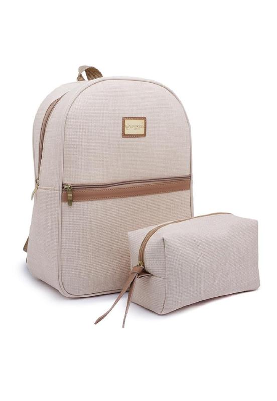 Kit Mochila Estojo Feminina Básica Alça Ajustável Dia a Dia - Black ...