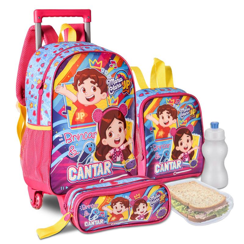 Kit Mochila Infantil Escolar Maria Clara e JP de Carrinho com Estojo ...