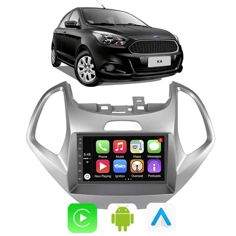 Kit Multimidia Android Auto Carplay Ford Ka 2015 2016 2017 7" Voz ...