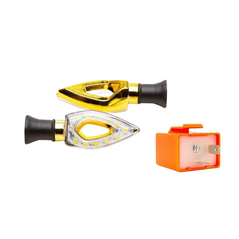 Kit Par Pisca Seta Moto Vazado Universal Led e Rele Kga Relé de Moto