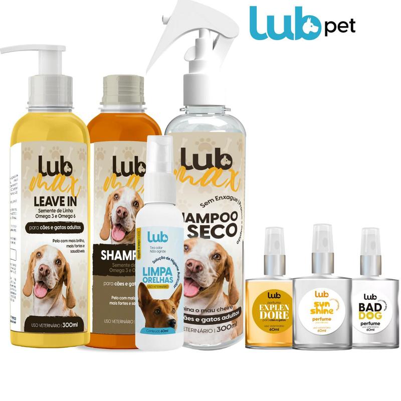 Kit Para Cachorros Shampoo + Shampoo a Seco + Leave In + Limpa Orelha