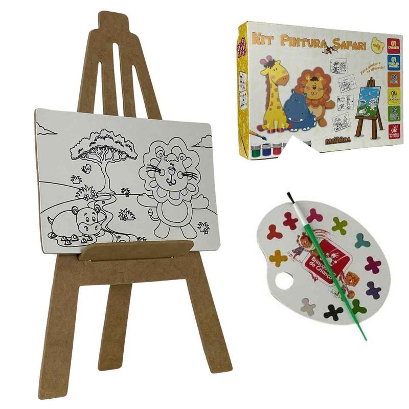 Kit Pintura Infantil Meninos Safari Dinossauros Com Cavalete de Madeira ...