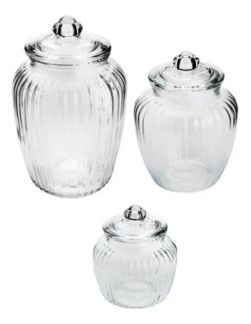 Kit Pote De Vidro Pietra Cozinha Bolacha Mantimentos - Lyor - Pote ...