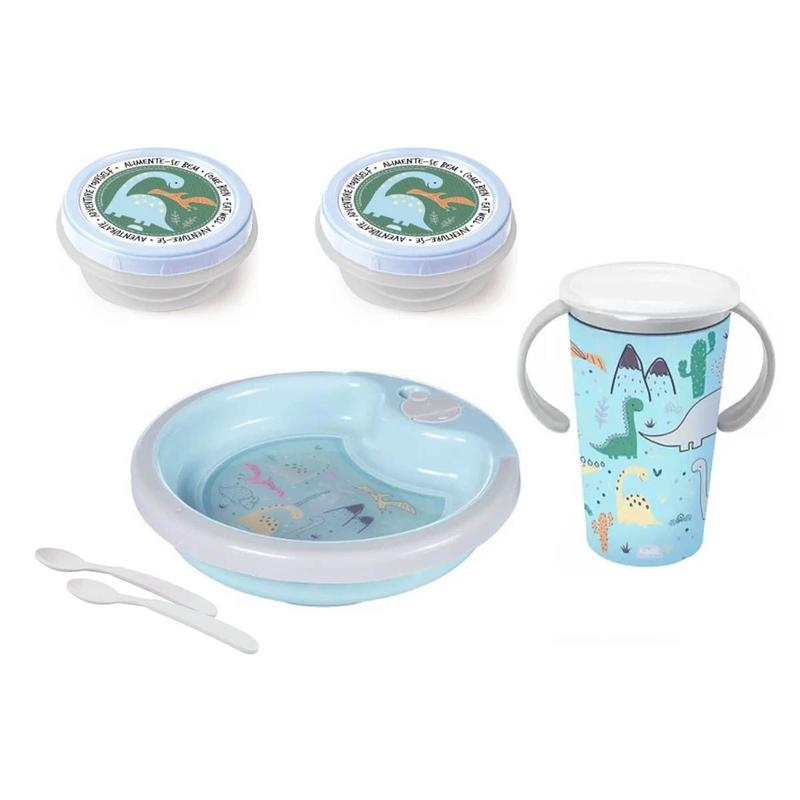 Kit Refeição Bebê Infantil Prato Térmico Ventosa Copo Mágico 360º e ...