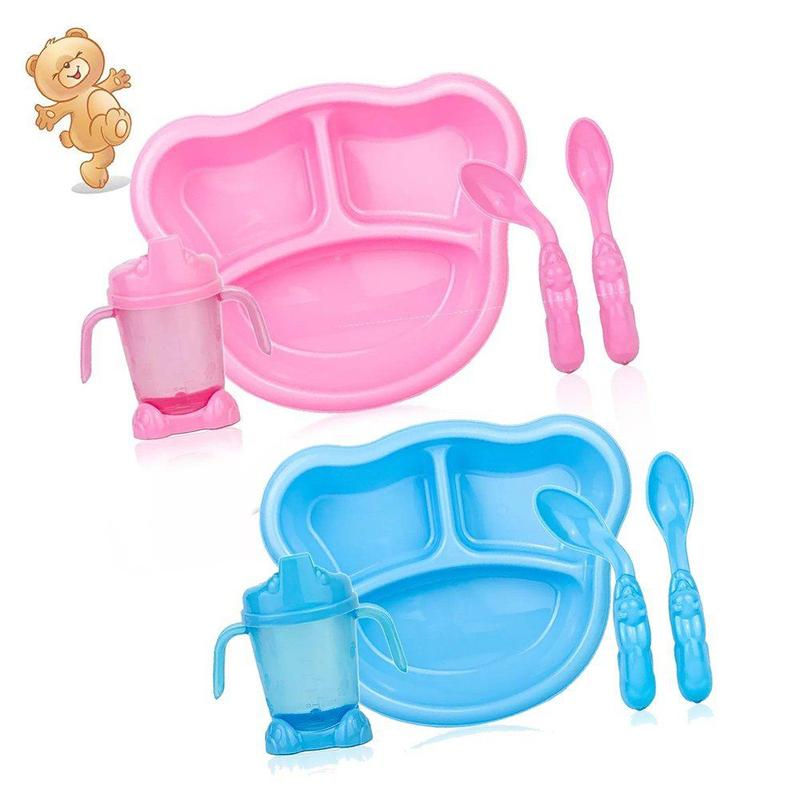 Kit Refeição Infantil Papinha Bebê Prato Copo E Colher Fofo Adoleta ...