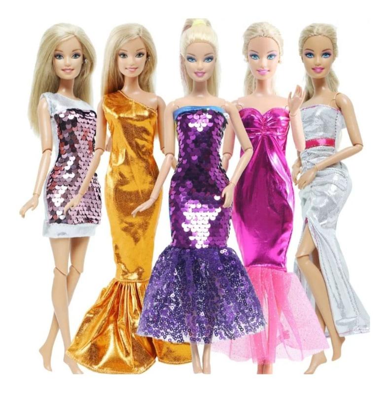 Kit Roupa Para Boneca Barbie Roupinha Mais Sapato Vestido de Tecidos ...