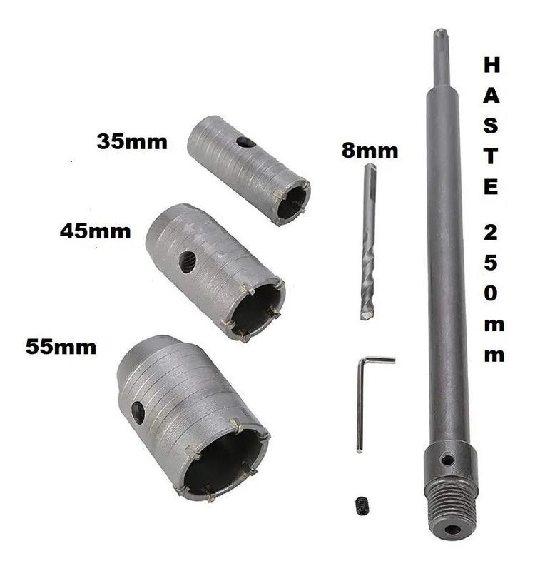 Kit Sds Plus 5 Pçs Serra Copo Martelete Alvenaria E Concreto - BTD ...