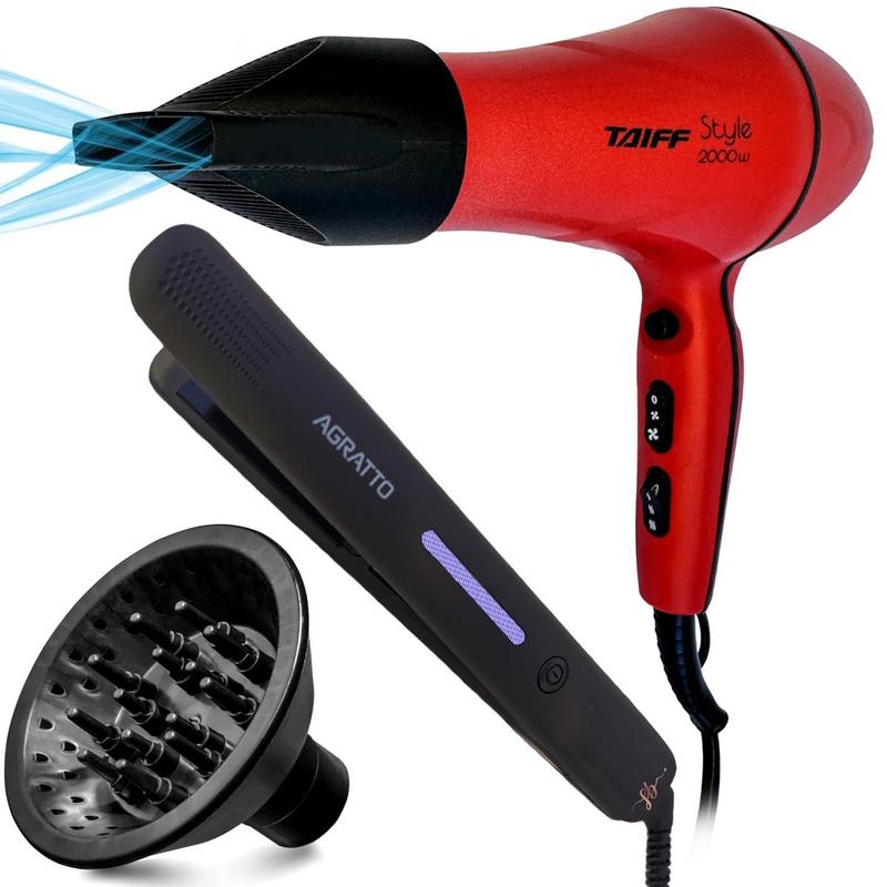 Kit secador de cabelos taiff com difusor e chapinha bivolt - Secador de ...