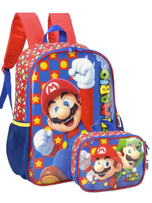 Kit Super Mario Bros Mochila de Costas + Lancheira AZ - Luxcel ...