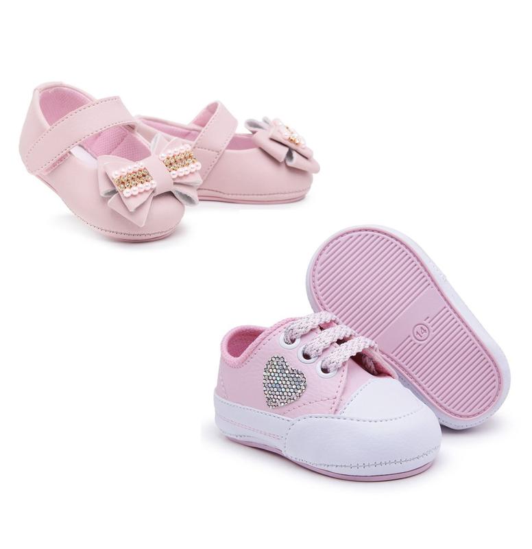 Kit Tênis Feminino + Sapatinho Bebê Infantil Menina Kids - Skalvin ...